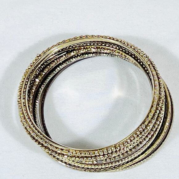 Vintage Bangle Bracelet Stack Estate Lot of 12 Dark Gold Bronze Tone - Picture 5 of 8